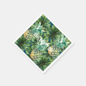 Blaue tropische Blätter Ananas Serviette (Ecke)