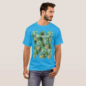 Blaue tropische Blätter Ananas T-Shirt (Vorne ganz)