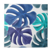 Blaue tropische Blätter Fliese (Vorderseite)