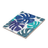 Blaue tropische Blätter Fliese (Seite)