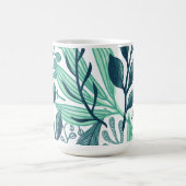 Blaue tropische Blätter Kaffeetasse (Mittel)