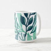 Blaue tropische Blätter Kaffeetasse (VorderseiteRechts)