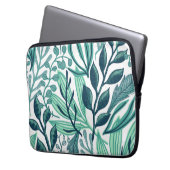 Blaue tropische Blätter Laptopschutzhülle (Vorderseite Links)