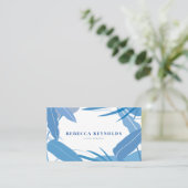 Blaue tropische Blätter Moderne Visitenkarte (Stehend Vorderseite)