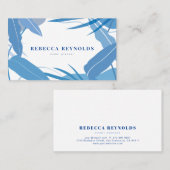 Blaue tropische Blätter Moderne Visitenkarte (Vorne/Hinten)