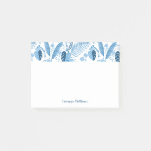 Blaue tropische Blätter Personalisiert Post-it Klebezettel