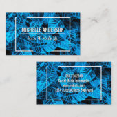 Blaue tropische Blätter Visitenkarte (Vorne/Hinten)