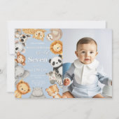 Blaue tropische Jungle Safari-Tiere Einladung (Vorderseite)