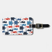 Blaue tropische Meeresschildkröten-Seepferde Gepäckanhänger (Vorderseite horizontal)