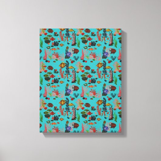 Blaue tropische Meereswelt Paradies Wasserfarbe Leinwanddruck (Vorderseite)