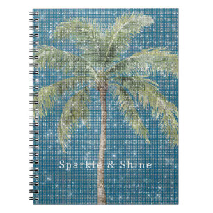 Blaue tropische Palme Funkeln Notizblock