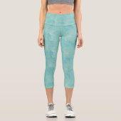 Blaue tropische Palmen-Blätter Capri Leggings (Vorderseite)