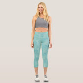 Blaue tropische Palmen-Blätter Capri Leggings (Vorderseite)