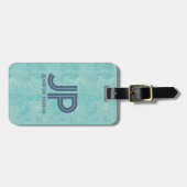 Blaue tropische Palmen-Blätter Gepäckanhänger (Vorderseite horizontal)