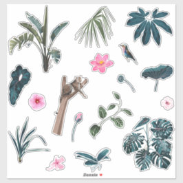 Blaue tropische Palmen Blätter, Tiere und Pflanze  Aufkleber