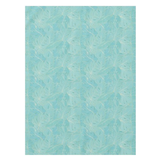 Blaue tropische Palmen-Blätter Tischdecke (Vorderseite)