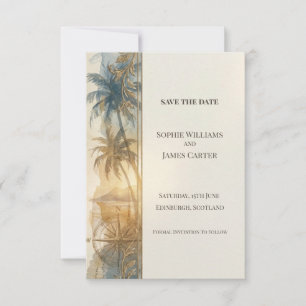 Blaue tropische Save-the-Date-Karte Save The Date