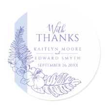 Blaue tropische zeichnend Hochzeit dank