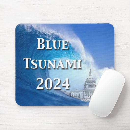 Blaue Tsunami-Wahl 2024 Mousepad (Mit Mouse)