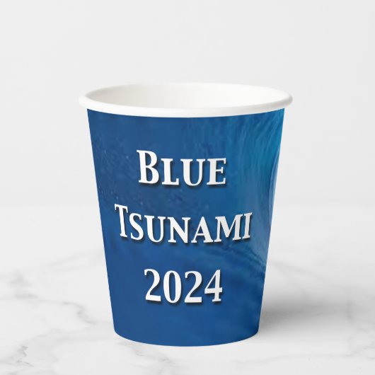 Blaue Tsunami-Wahl 2024 Pappbecher (Vorderseite)