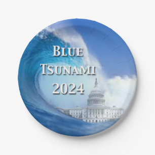 Blaue Tsunami-Wahl 2024 Pappteller