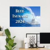 Blaue Tsunami-Wahl 2024 Poster (Heimbüro)