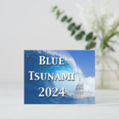 Blaue Tsunami-Wahl 2024 Postkarte (Stehend Vorderseite)