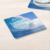 Blaue Tsunami-Wahl 2024 Rechteckiger Pappuntersetzer (angewinkelt)