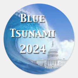Blaue Tsunami-Wahl 2024 Runder Aufkleber