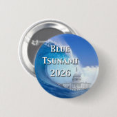 Blaue Tsunami-Wahl 2026 Button (Vorne & Hinten)