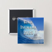 Blaue Tsunami-Wahl 2026 Button (Vorne & Hinten)