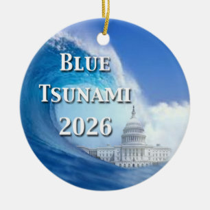 Blaue Tsunami-Wahl 2026 Keramik Ornament