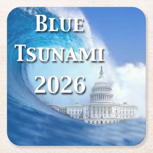 Blaue Tsunami-Wahl 2026 Rechteckiger Pappuntersetzer (Vorderseite)