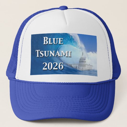 Blaue Tsunami-Wahl 2026 Truckerkappe (Vorderseite)