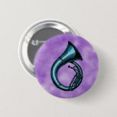 Blaue Tuba-Malerei Button (Vorne & Hinten)