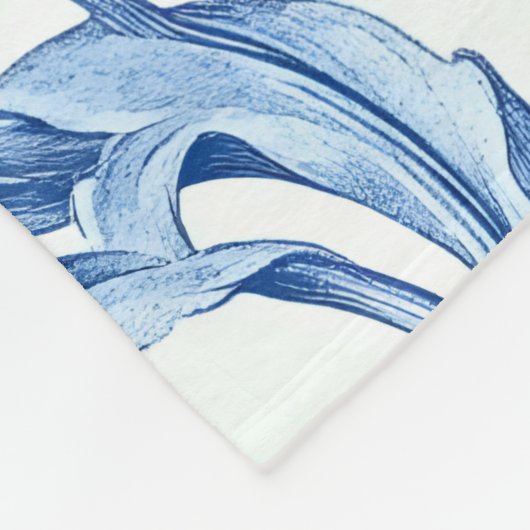 Blaue Tulip Vintages Blumenmuster Fleecedecke (Ecke)