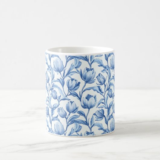 Blaue Tulip Vintages Blumenmuster Kaffeetasse (Mittel)