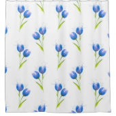 Blaue Tulips Wasserfarbmuster Duschvorhang (Vorderseite)