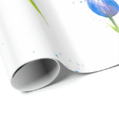 Blaue Tulips Wasserfarbmuster Geschenkpapier (Rolleneckpunkt)