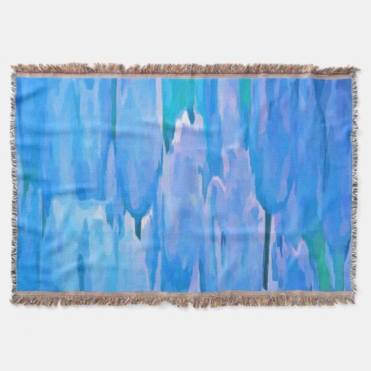 Blaue Tulissen Abstraktes Blumenmuster Decke (Vorderseite)
