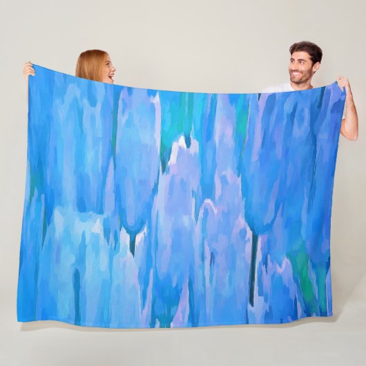 Blaue Tulissen Abstraktes Blumenmuster Fleecedecke (Beispiel)