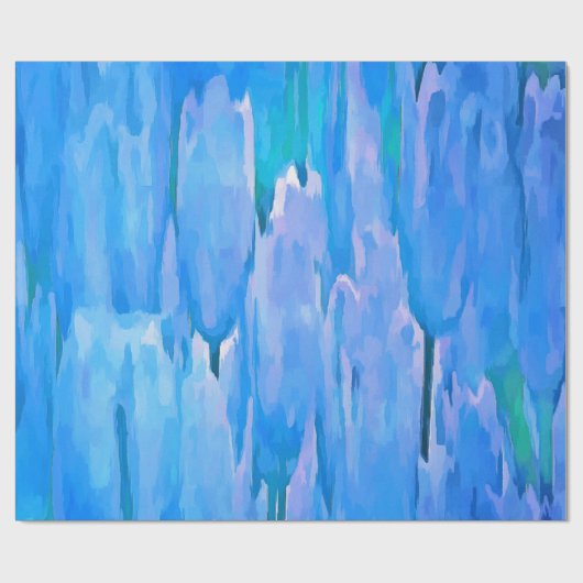 Blaue Tulissen Abstraktes Blumenmuster Geschenkpapier (Flach)