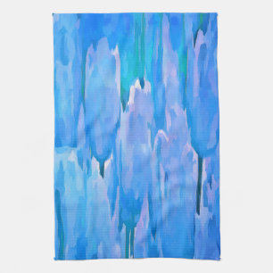 Blaue Tulissen Abstraktes Blumenmuster Geschirrtuch
