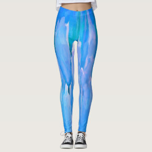 Blaue Tulissen Abstraktes Blumenmuster Leggings
