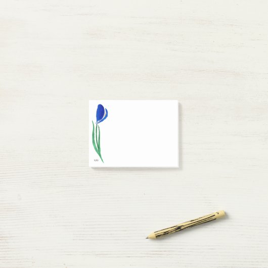 Blaue Tulpe-Anmerkungen Post-it Klebezettel (Auf Schreibtisch)