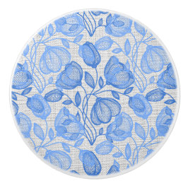 Blaue Tulpe-Muster-niederländischer Keramikknauf