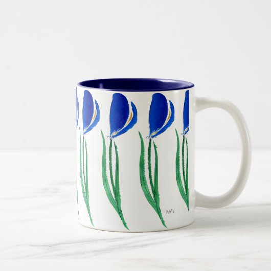Blaue Tulpe-Tasse Zweifarbige Tasse (Rechts)
