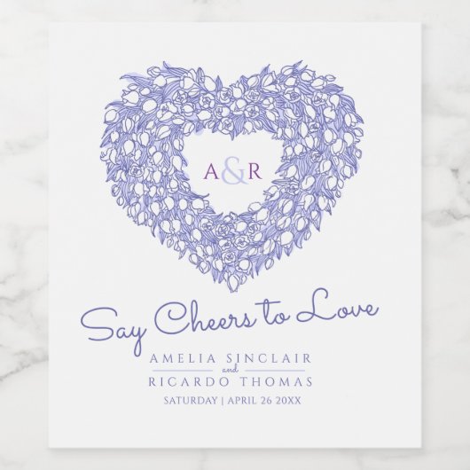 Blaue Tulpenraupe Weinetikett (Einzelnes Label)