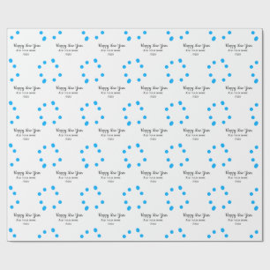 Blaue Tupfen frohes neues Jahr Name einfügen einfa Geschenkpapier