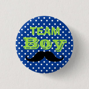 Blaue Tupfen-Team-Jungen-Babyparty Button